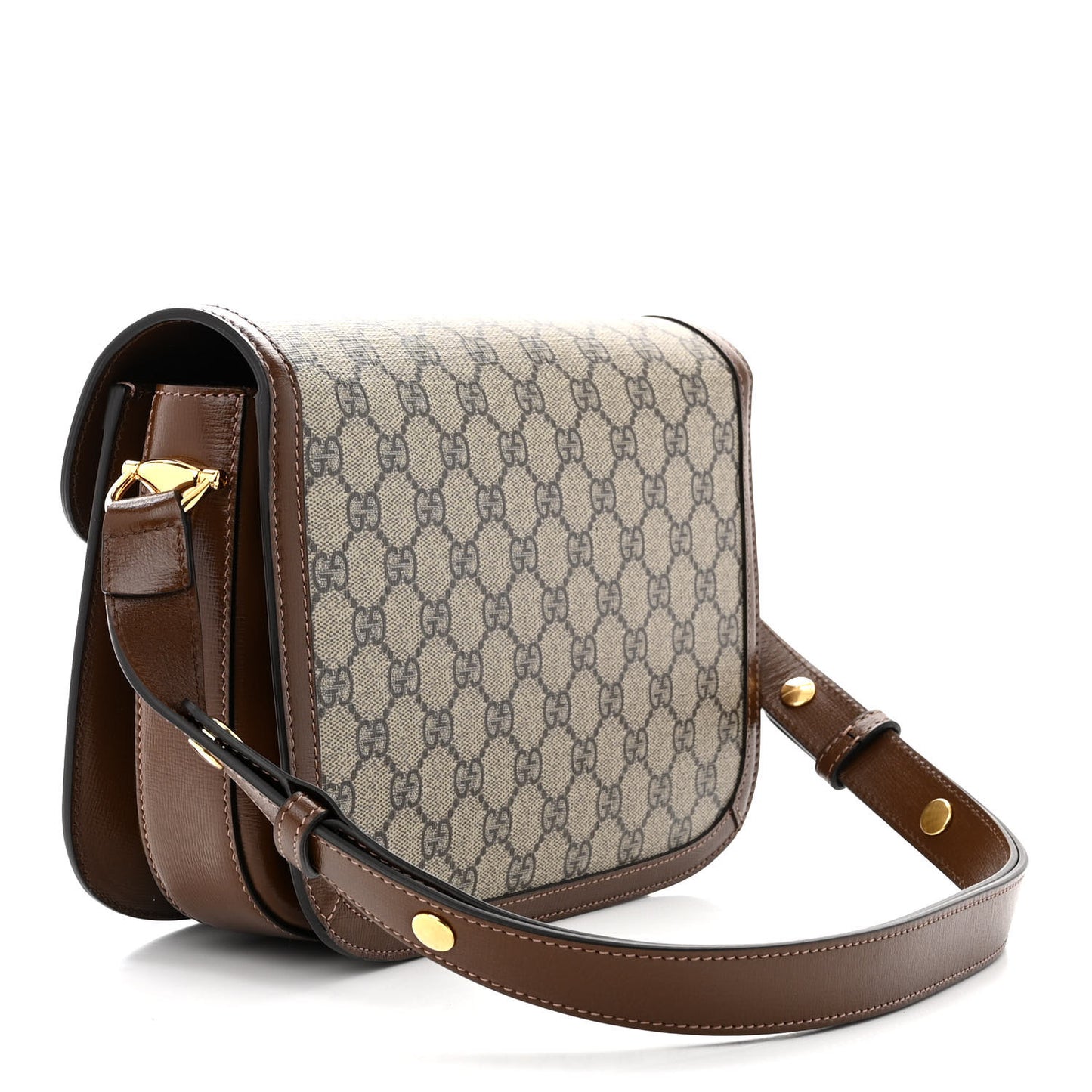 GG Supreme Monogram Horsebit 1955 Shoulder Bag Beige Brown Sugar