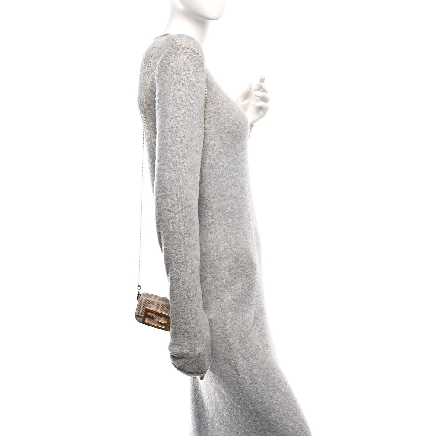 Canvas Vitello King FF Embroidered Nano Maxi Buckle Baguette Charm Nuvola