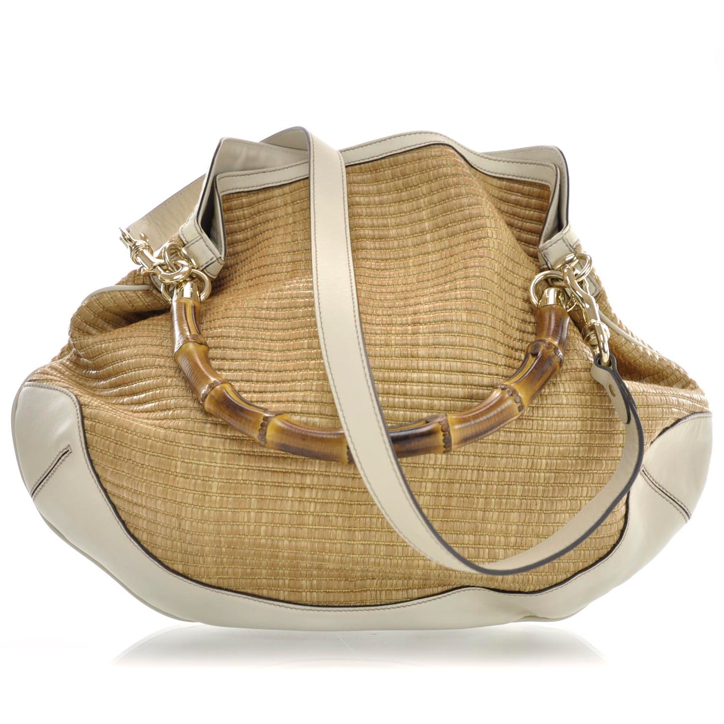 Straw Peggy Bamboo Handle Hobo