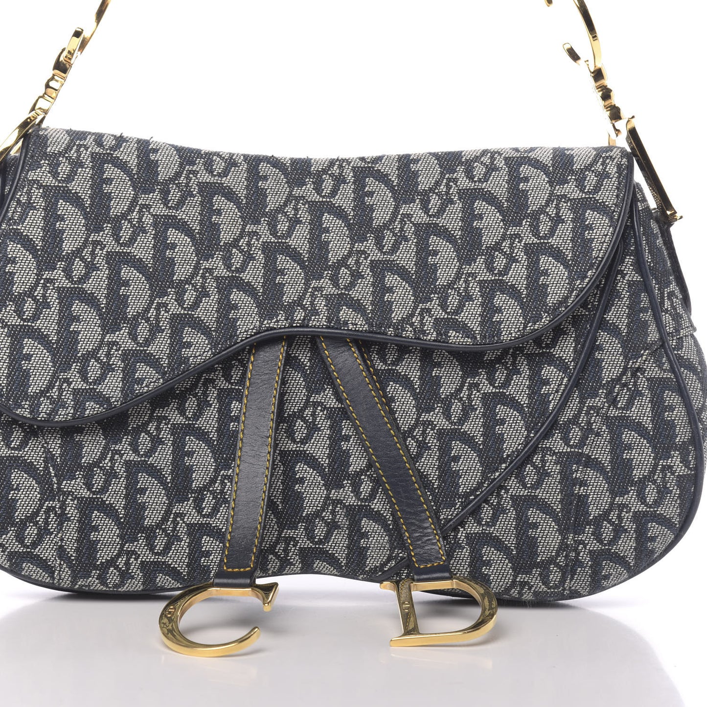 Monogram Double Saddle Bag Navy Blue