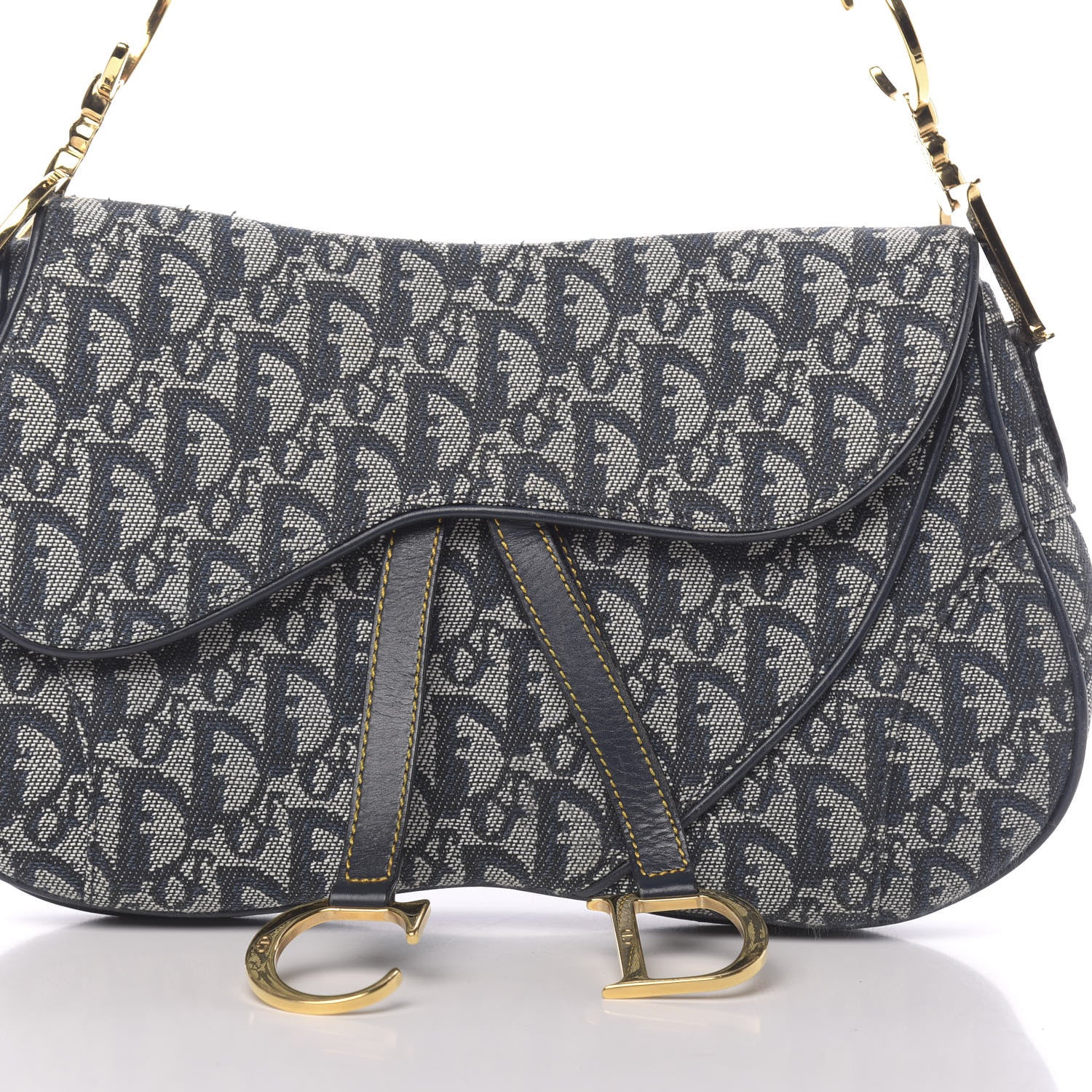 Christian Dior Monogram Double Saddle Bag Navy Blue 10 of 10
