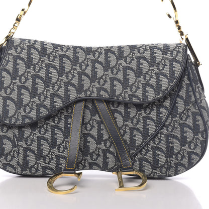 Christian Dior Monogram Double Saddle Bag Navy Blue 10 of 10
