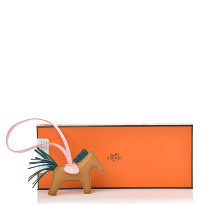 Hermes Milo Lambskin Grigri Rodeo Horse Bag Charm PM Sesame Malachite Rose Sakura 4 of 4