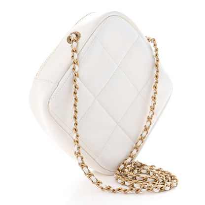 Chanel Lambskin Quilted Diamond Clutch With Chain White 3 of 12