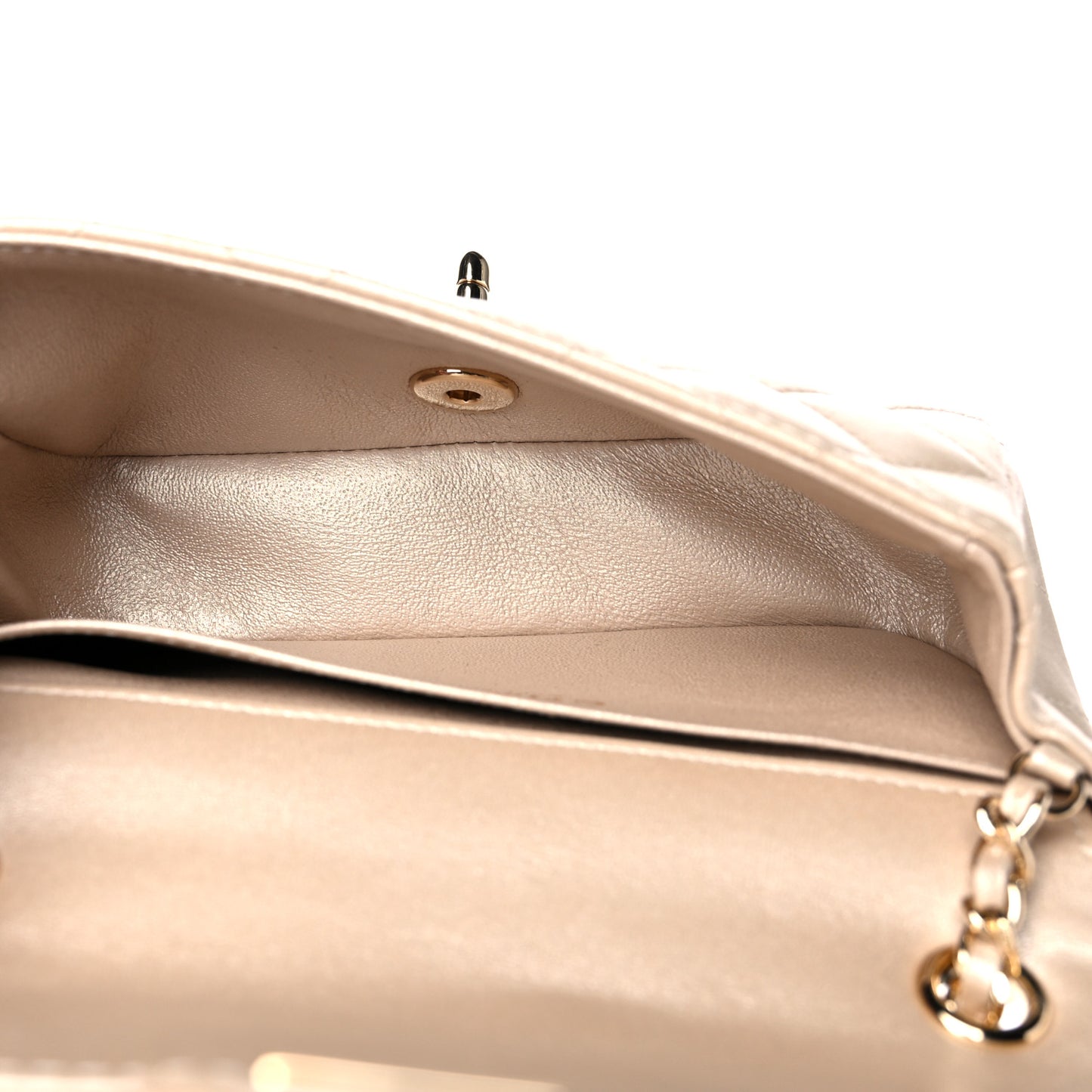 Metallic Lambskin Quilted Extra Mini V For Victory Flap Light Gold