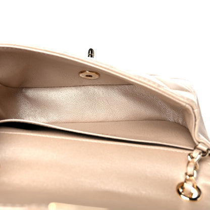 Chanel Metallic Lambskin Quilted Extra Mini V For Victory Flap Light Gold 8 of 21