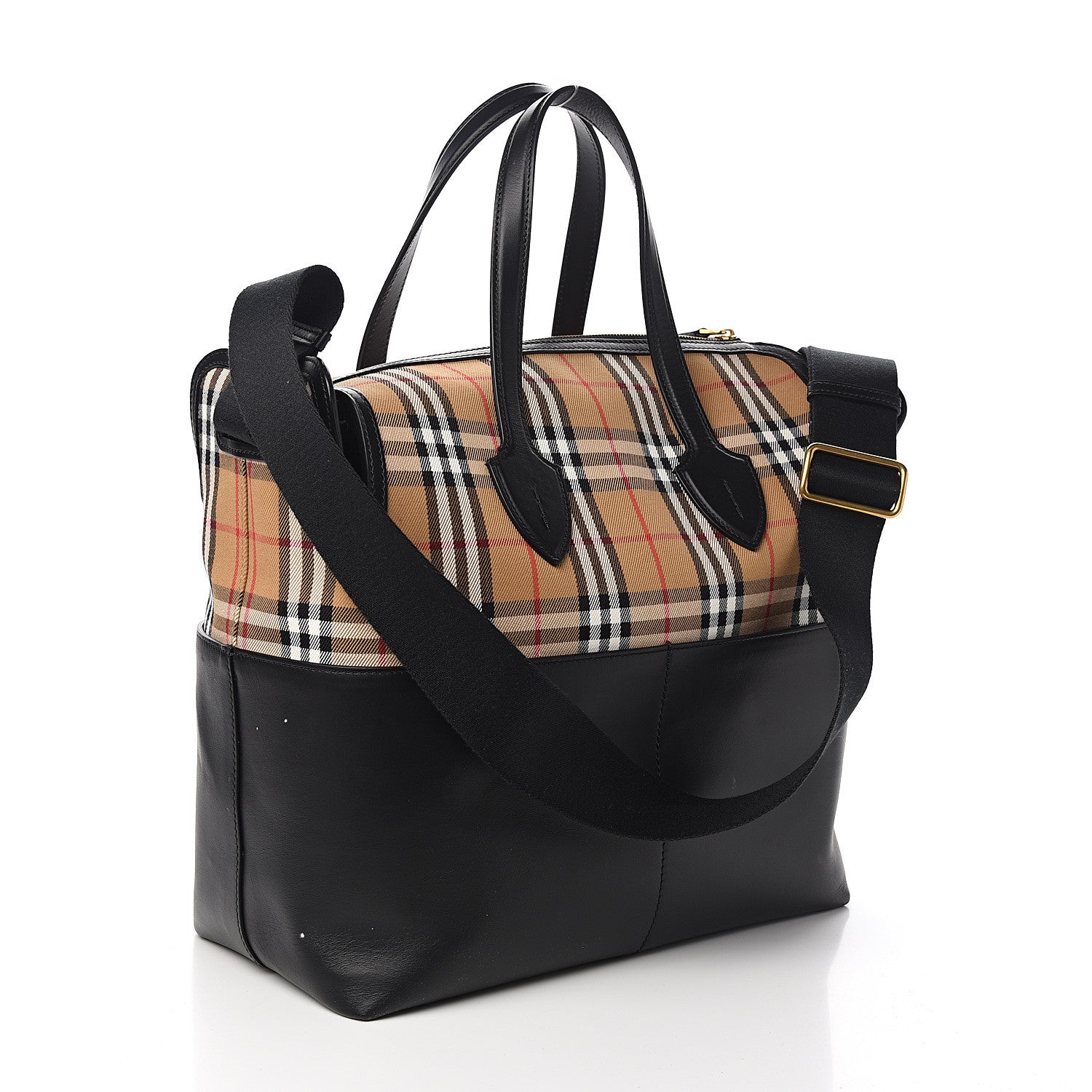 Burberry Calfskin Vintage Check Kingswood Achly Diaper Bag Black 2 of 13