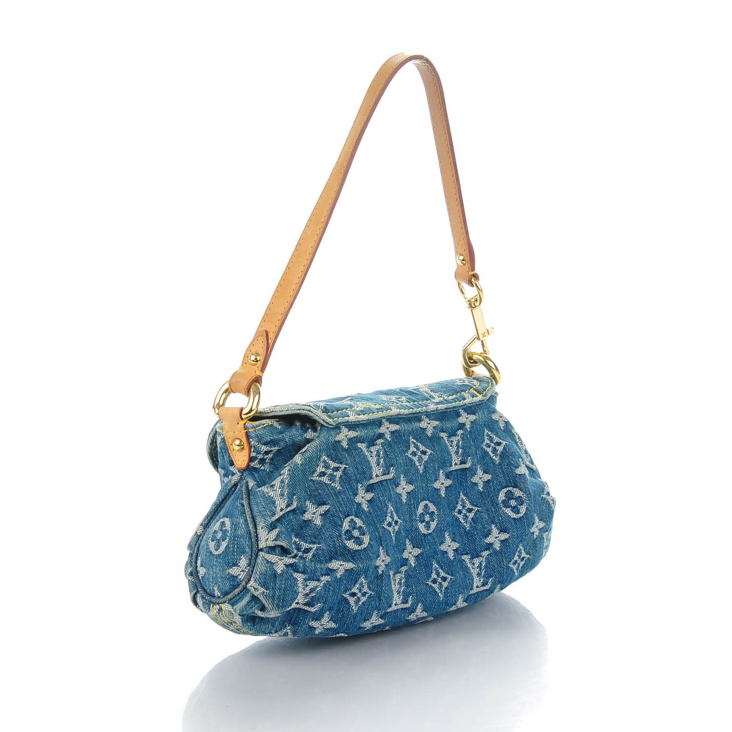 Monogram Denim Mini Pleaty Blue