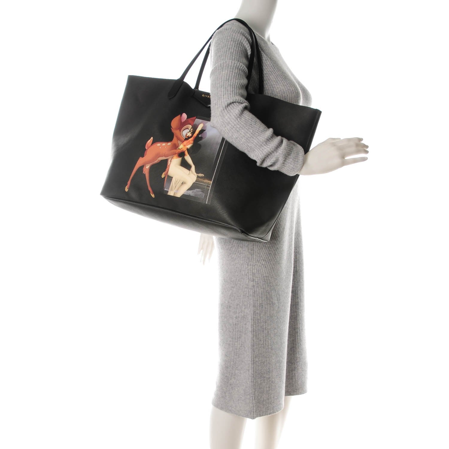Givenchy Textured Coated Canvas Bambi Print Large Antigona Tote Black 2 of 9