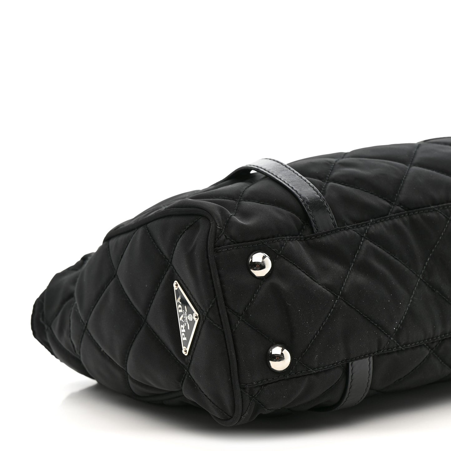 Nylon Tessuto Quilted Chain Shoulder Bag Black