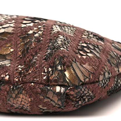Chanel Metallic Snakeskin Crochet Large Soft and Chain Hobo Burgundy Multicolor 10 of 10