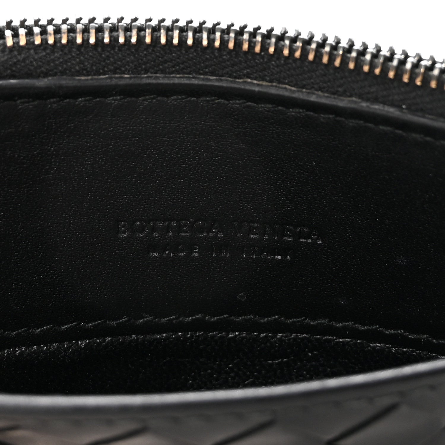 Bottega Veneta Calfskin Intrecciato Zip Card Holder Black 6 of 7