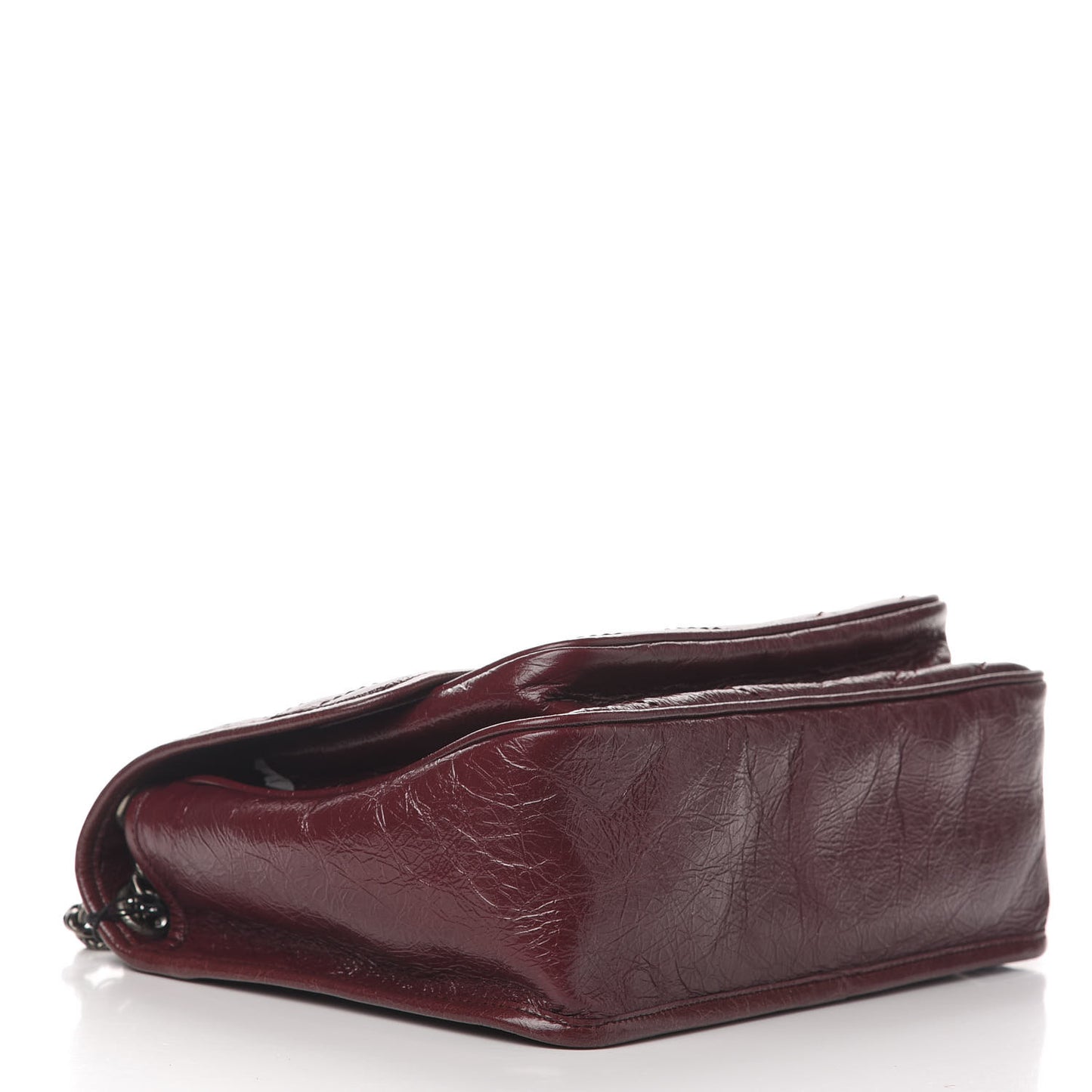 Crinkled Calfskin Matelasse Monogram Medium Niki Chain Satchel Burgundy