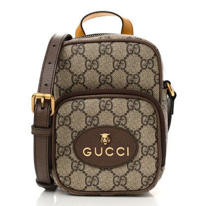 Gucci GG Supreme Monogram Mini Neo Vintage Double Zip Messenger Bag Beige New Acero Crop 1 of 13