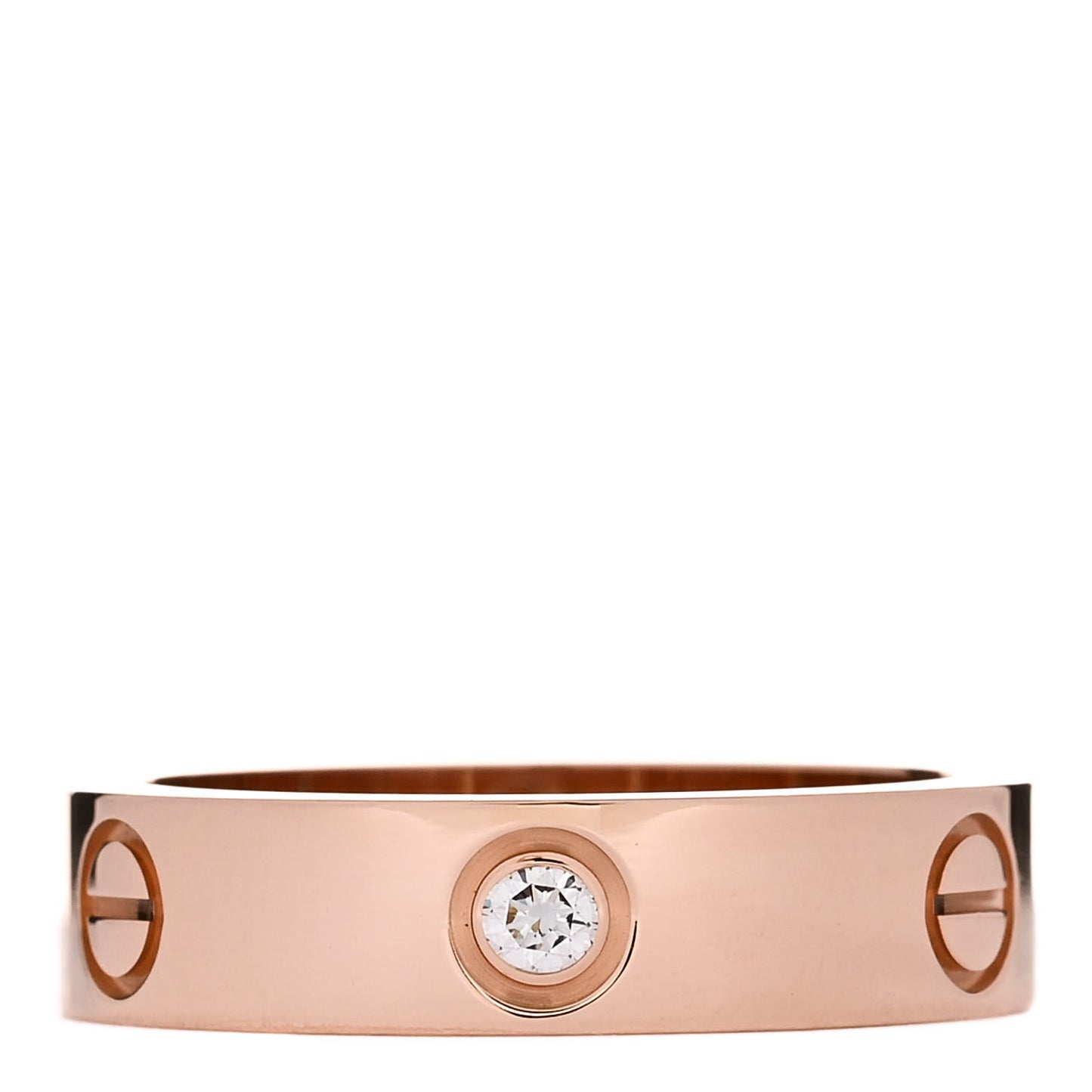 18K Pink Gold 3 Diamond 5.5mm LOVE Ring 61 9.5