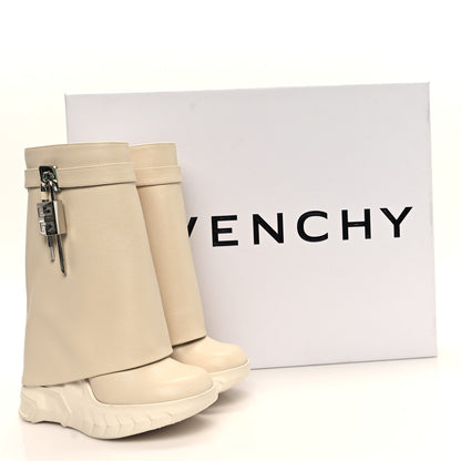 Givenchy Grained Calfskin Shark Lock Biker Ankle Boots 36 Beige 10 of 10