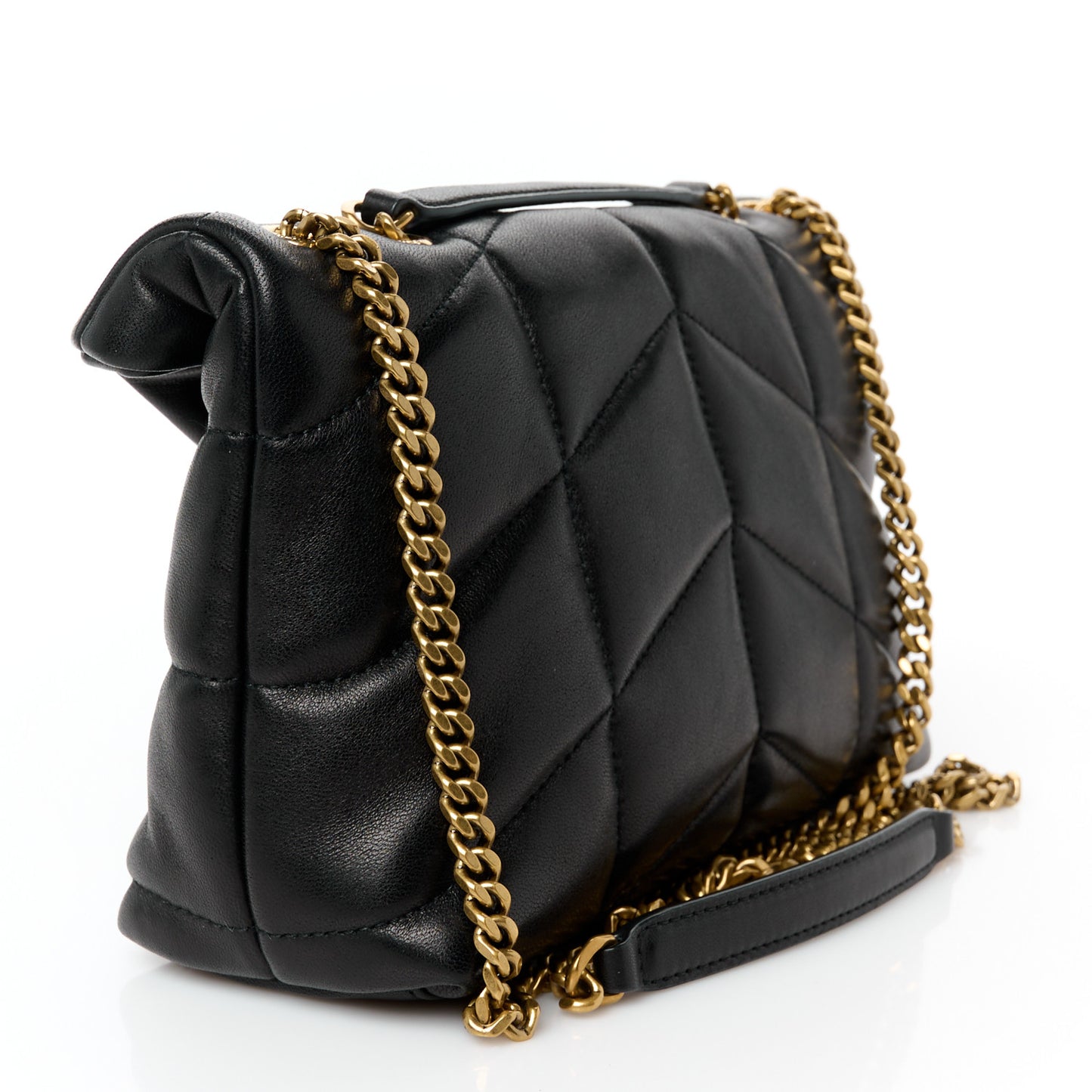 Lambskin Quilted Toy Loulou Puffer Monogram Chain Satchel Black