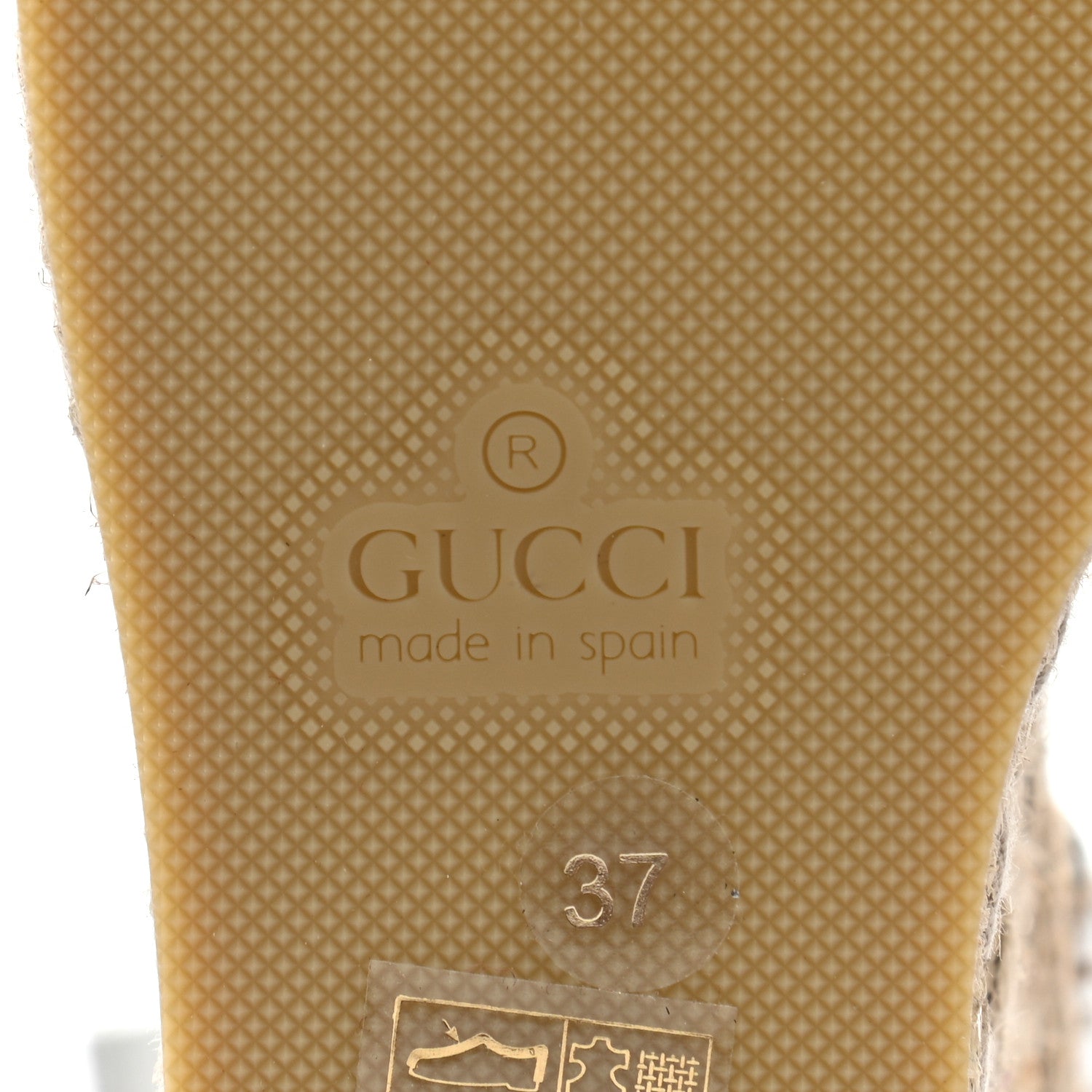 Gucci Lame GG Monogram Ankle Wrap Platform Espadrille Wedges 37 Silver Beige Light Grey 7 of 8