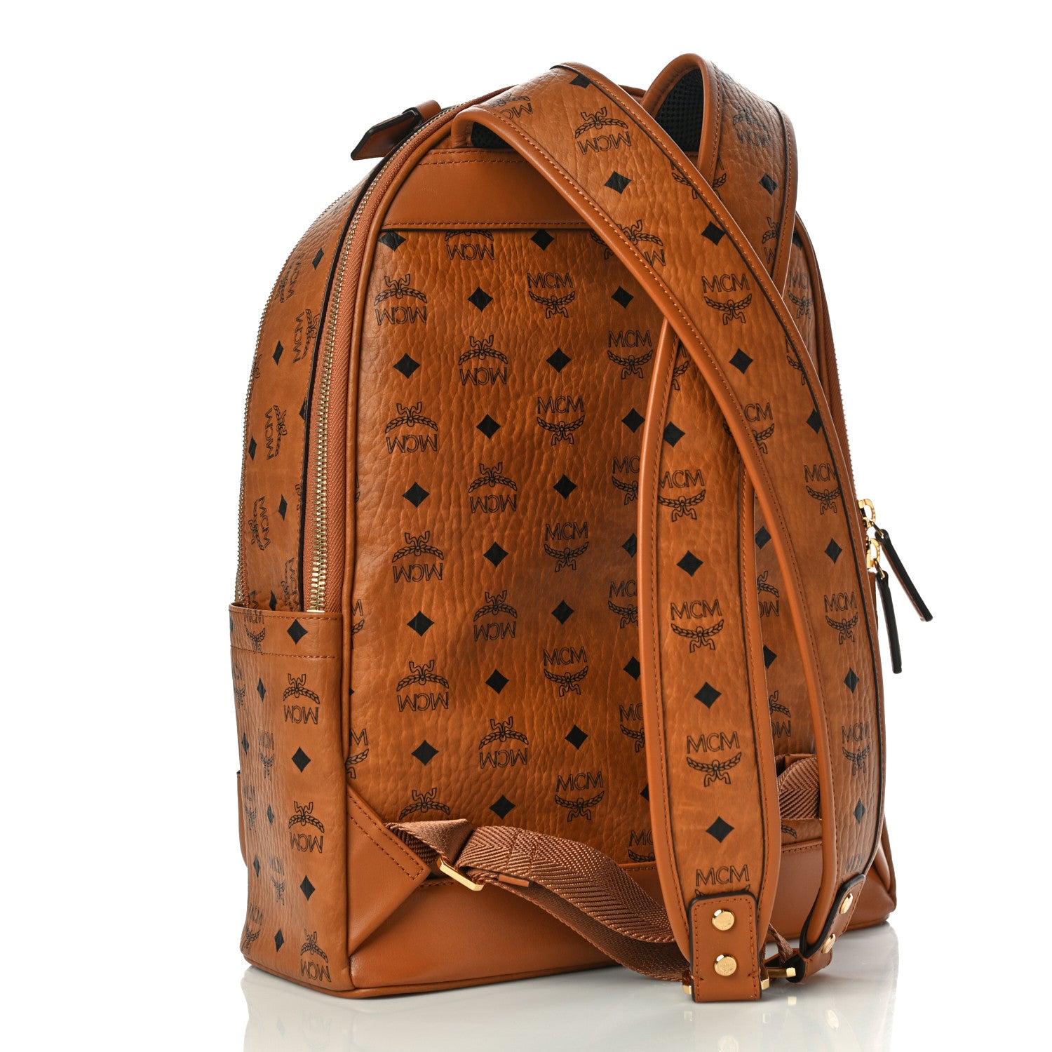 MCM Visetos Mens Medium Stark Backpack Cognac 3 of 11