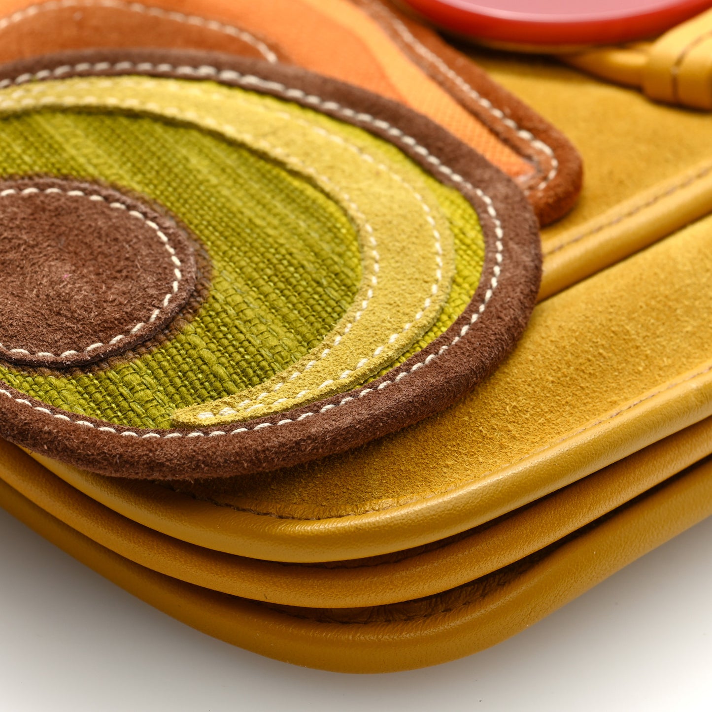 Suede Embroidered Shoulder Bag Yellow