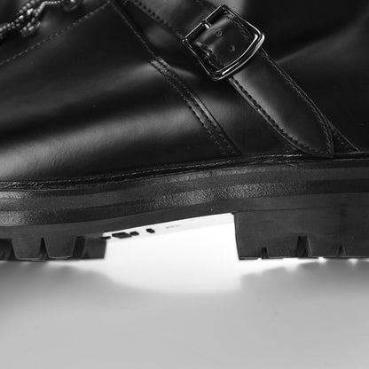 Valentino Garavani Smooth Calfskin Rockstud Buckled 25mm Combat Boots 39 Black 11 of 11