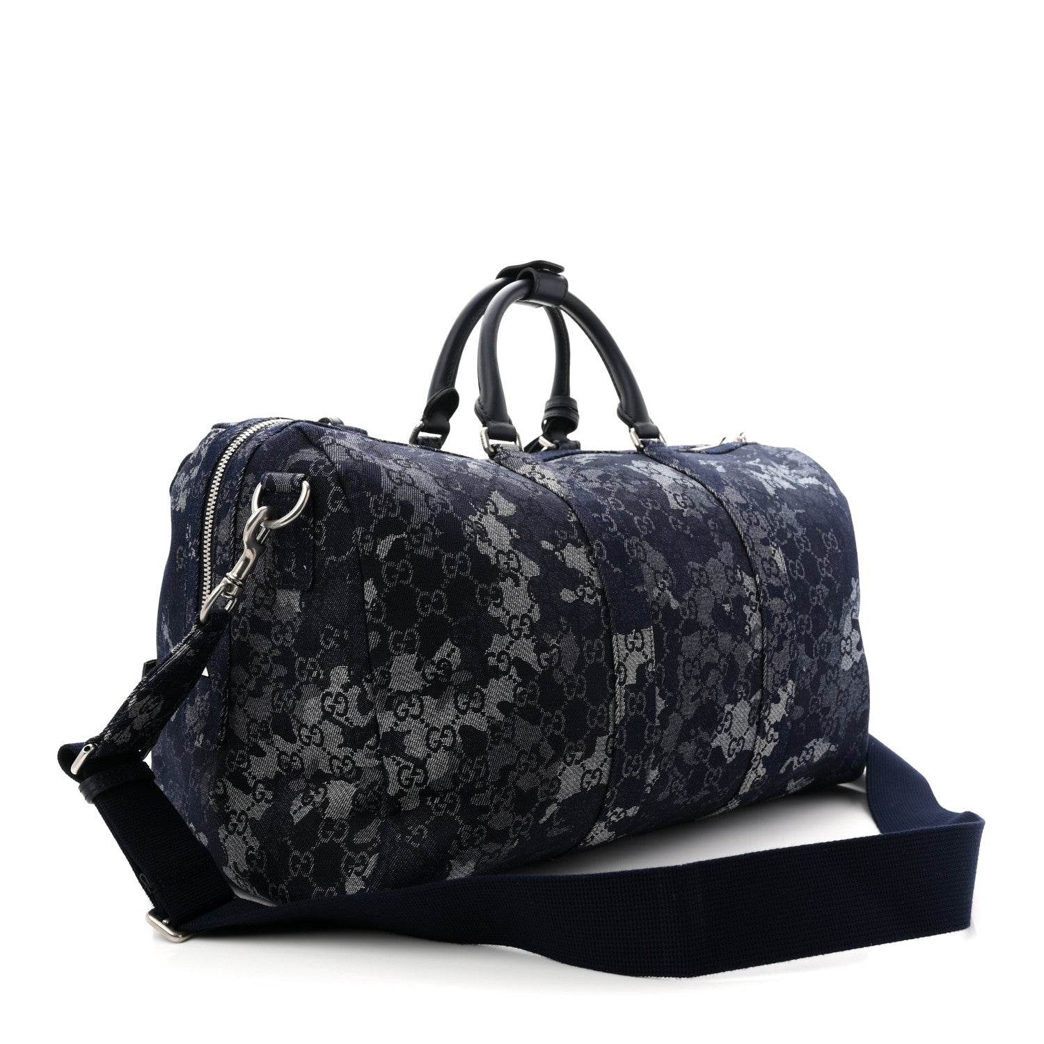 Gucci Denim Monogram Large Duffle Bag Deep Blue 3 of 16