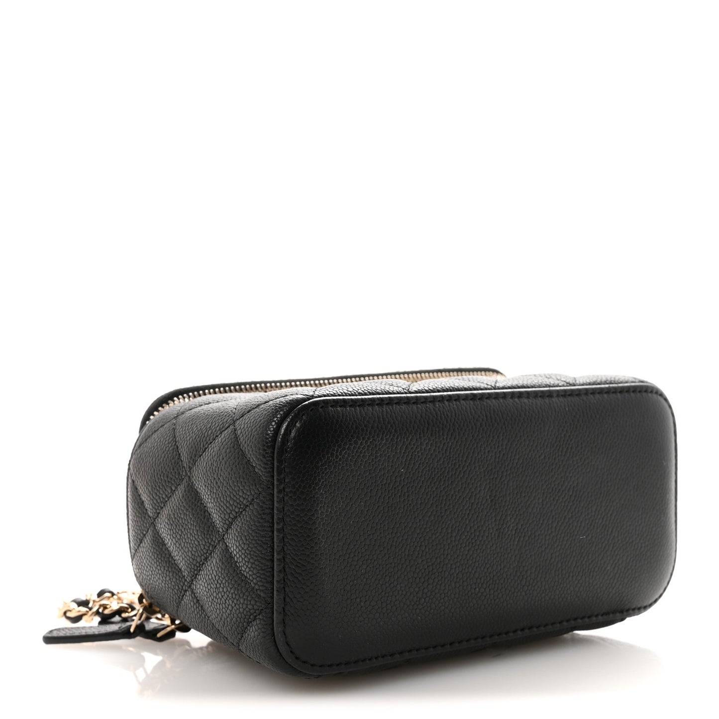 Caviar Quilted Small Tiny CC Vanity Case With Chain Black