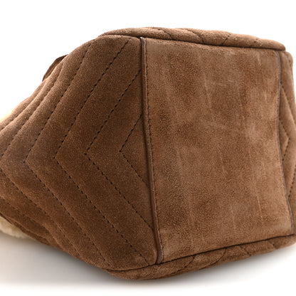 Saint Laurent Shearling Suede Monogram Joe Nano Bucket Bag Dark Cigar Natural Beige 8 of 9