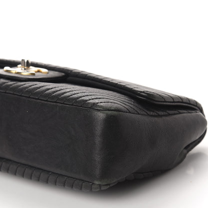 Chanel Calfskin Chevron Quilted Medium Surpique Flap Black 7 of 12