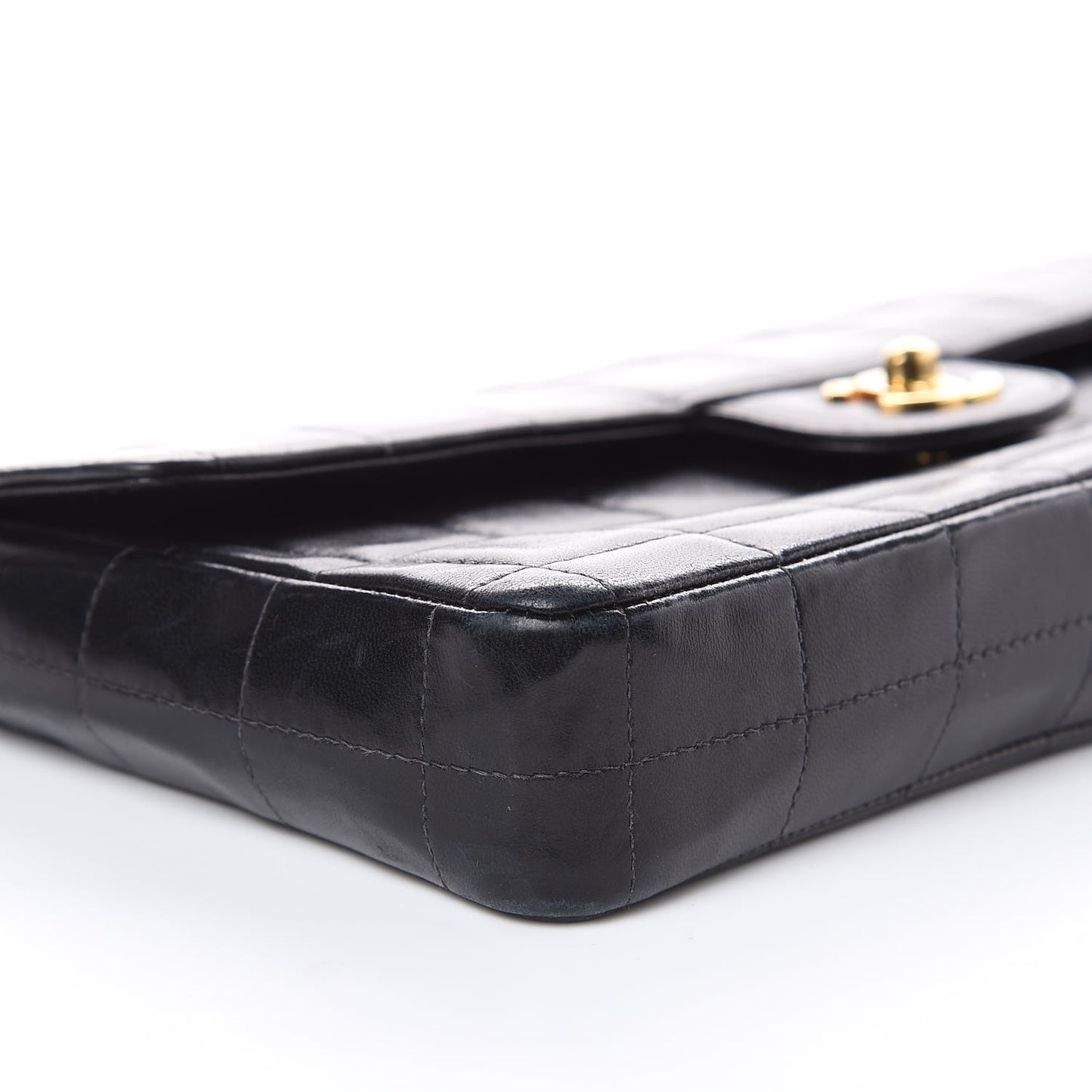 Lambskin East West Chocolate Bar Flap Black