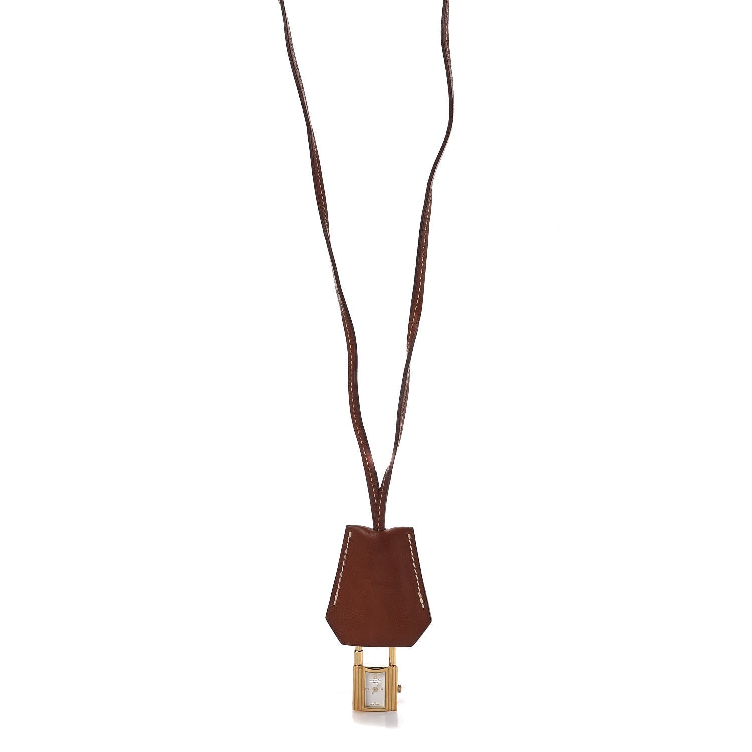 Hermes Natural Barenia Kelly Clochette Necklace Watch Fauve 1 of 5