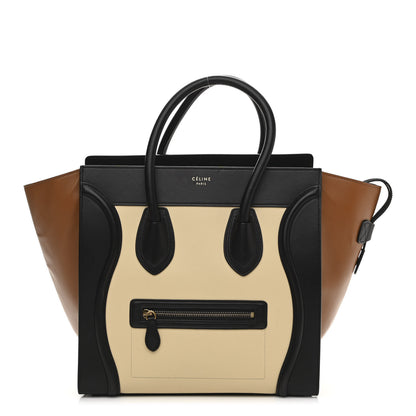 Celine Satin Calfskin Mini Tri-Color Luggage Seashell 1 of 12