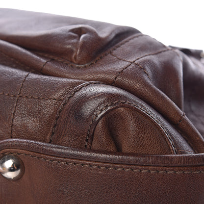 Chanel Calfskin Stitched Outdoor Ligne Bowler Brown 20 of 24