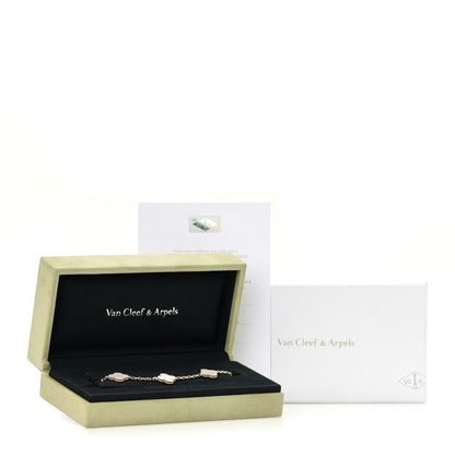 Van Cleef & Arpels 18K Yellow Gold Mother of Pearl 5 Motifs Vintage Alhambra Bracelet 6 of 6