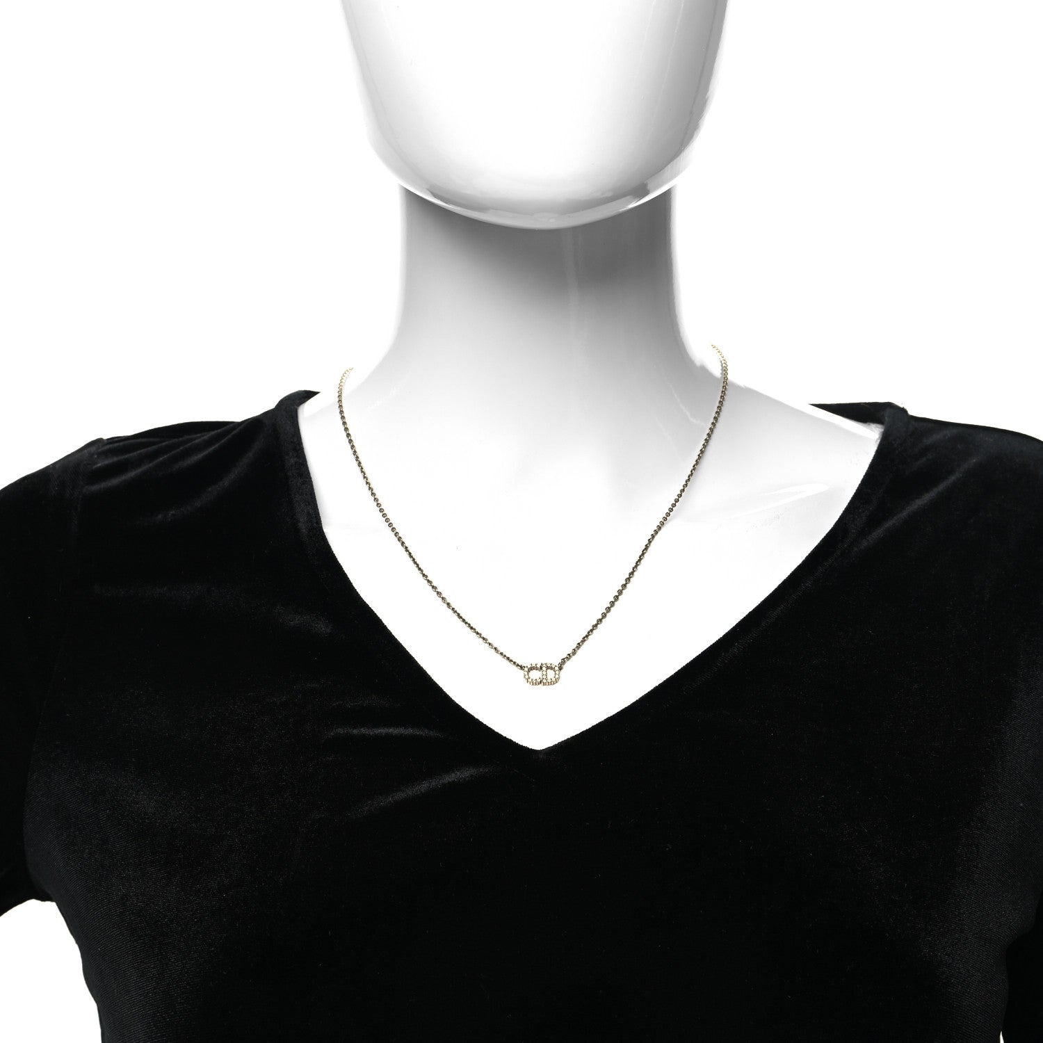 Christian Dior Metal Crystal Clair D Lune Necklace Gold 2 of 5