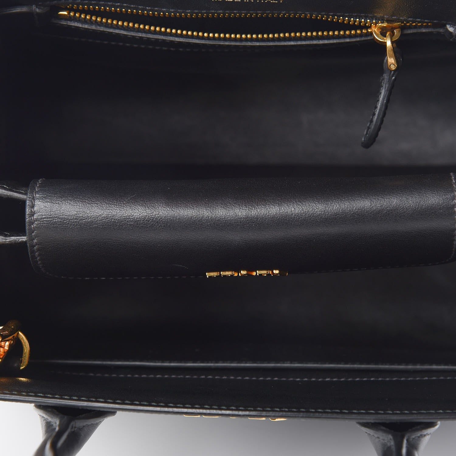 Prada Saffiano City Calfskin Small Bibliothèque Top Handle Black Talco 9 of 11