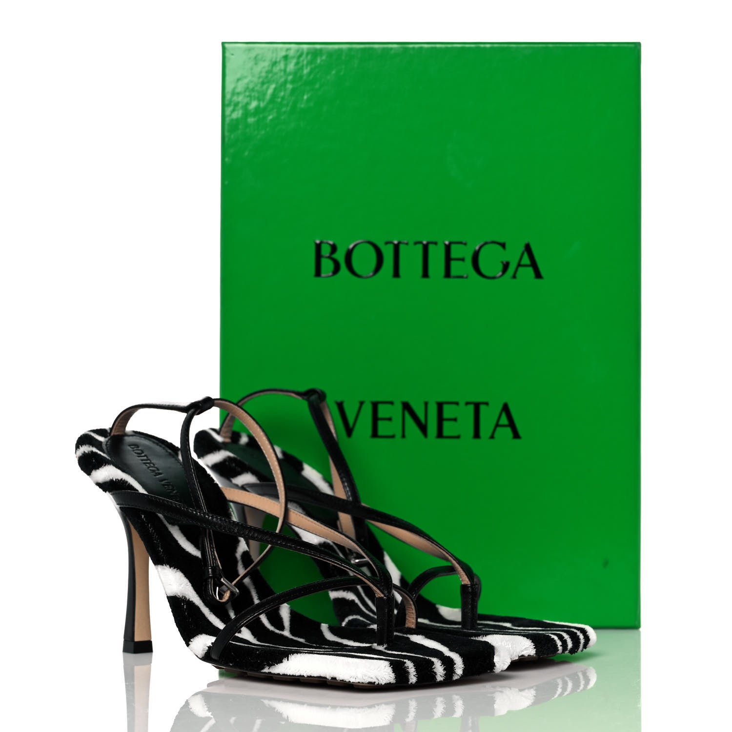 Bottega Veneta Microfiber Stretch Multi Strap 90mm Sandals 39 White Zebra 8 of 8