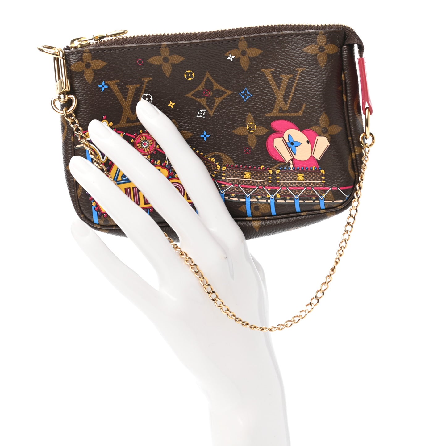 Monogram 2020 Christmas Animation Roller Coaster Mini Pochette Accessories Pivoine