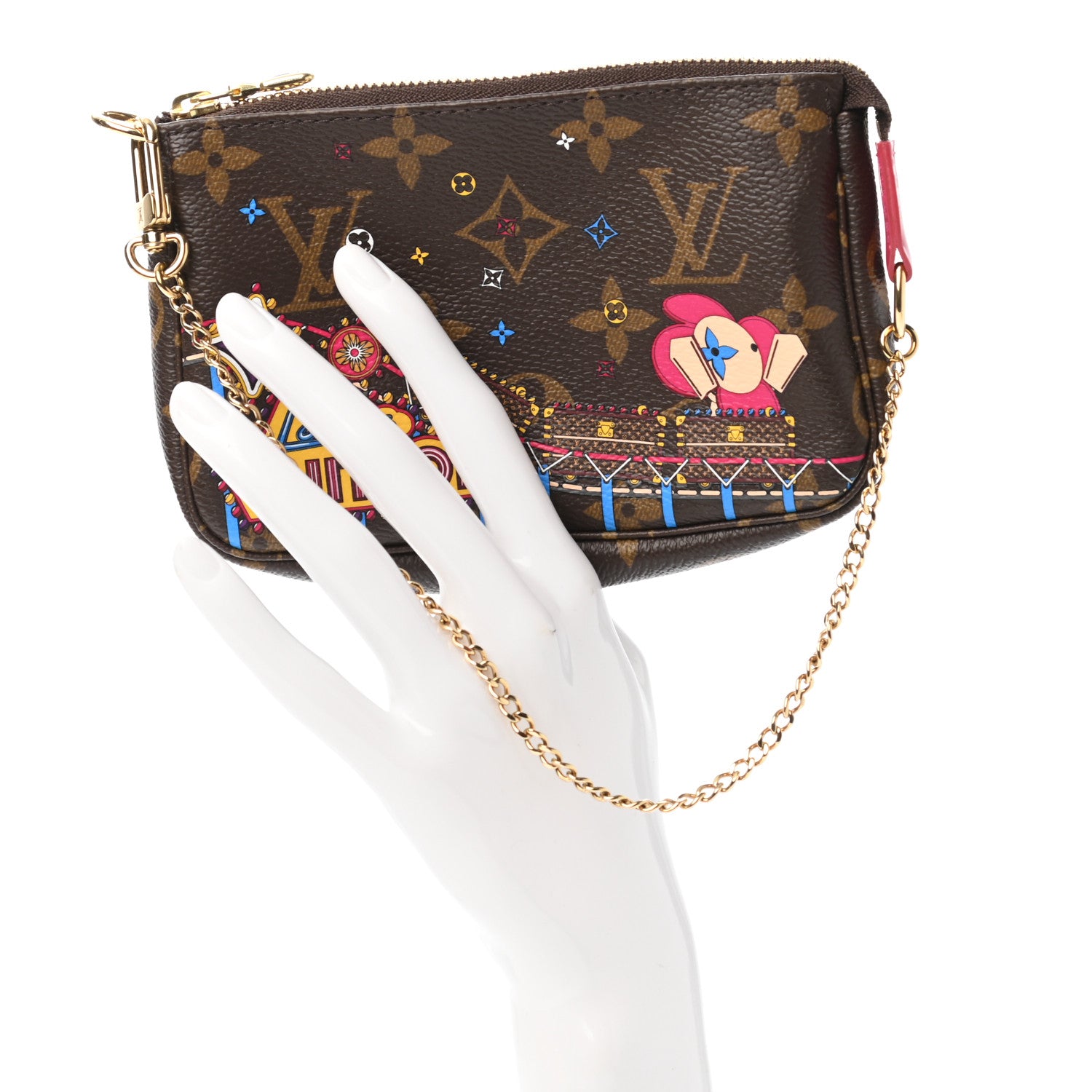 Louis Vuitton Monogram 2020 Christmas Animation Roller Coaster Mini Pochette Accessories Pivoine 2 of 8