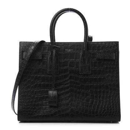 Saint Laurent Calfskin Crocodile Embossed Small Sac de Jour Black 1 of 10