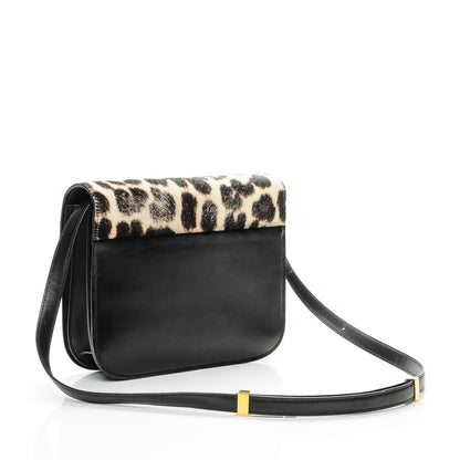 Celine Box Calfskin Pony Hair Leopard Medium Box Flap Black 3 of 6