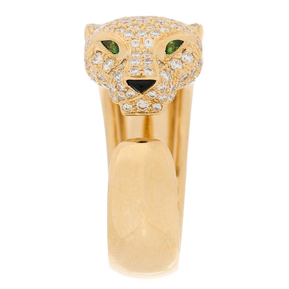 Cartier 18K Yellow Gold Diamond Tsavorite Onyx Panthere De Cartier Band Ring 48 4.5 4 of 11