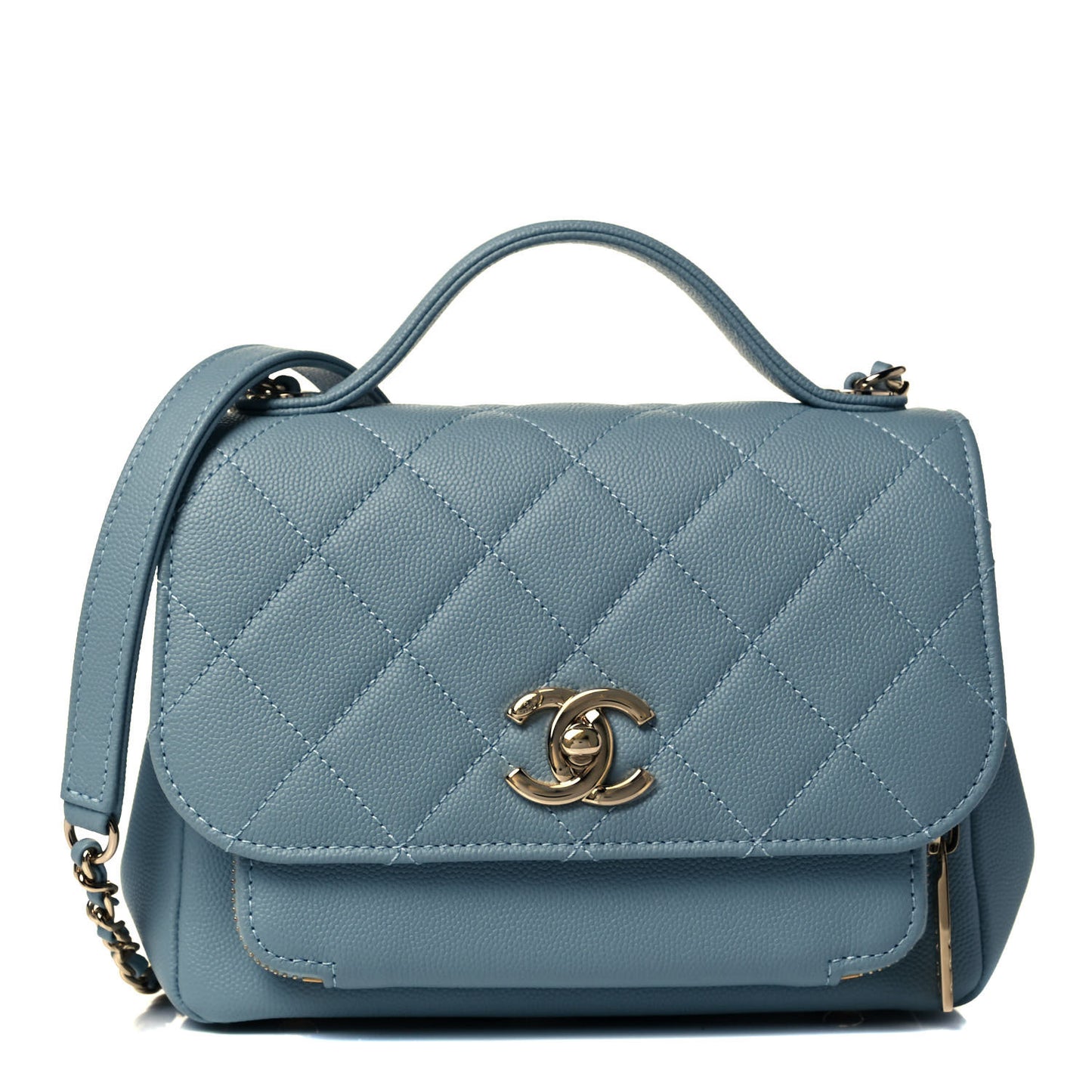 Caviar Quilted Small Business Affinity Flap Light Blue