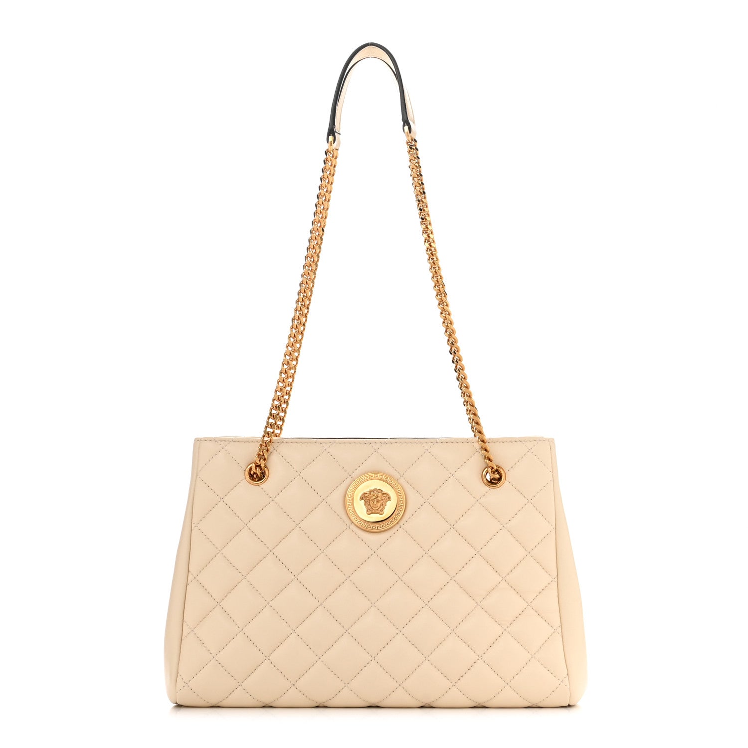 Versace Nappa Quilted Medusa Chain Shoulder Bag Beige 1 of 9