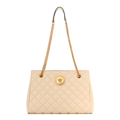 Versace Nappa Quilted Medusa Chain Shoulder Bag Beige 1 of 9