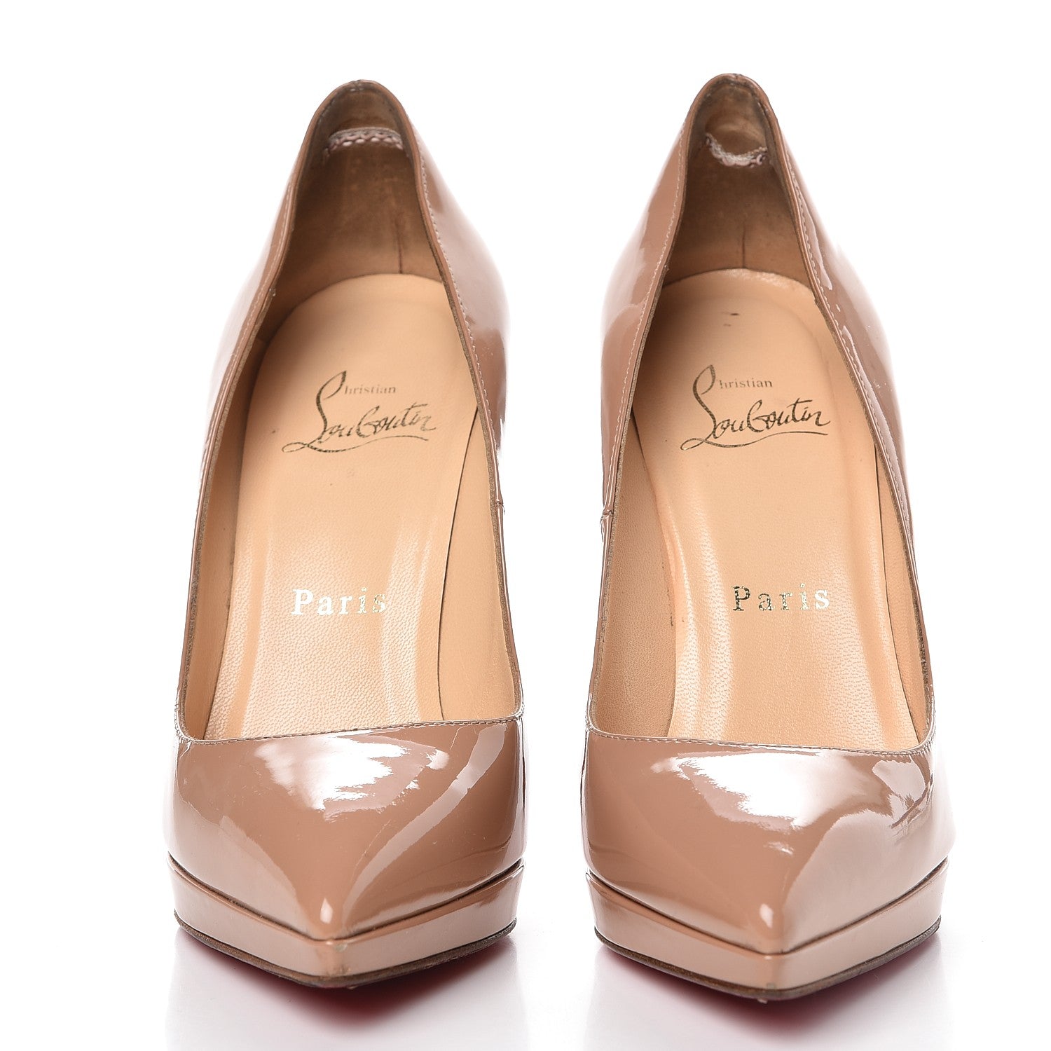 Christian Louboutin Patent Pigalle Plato 120 Pumps 35 Nude 2 of 17