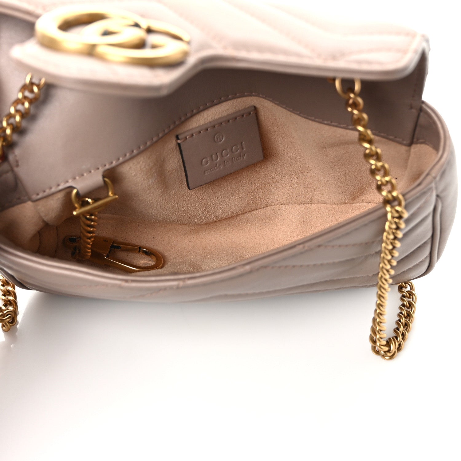 Gucci Calfskin Matelasse Super Mini GG Marmont Shoulder Bag Porcelain Rose 5 of 12