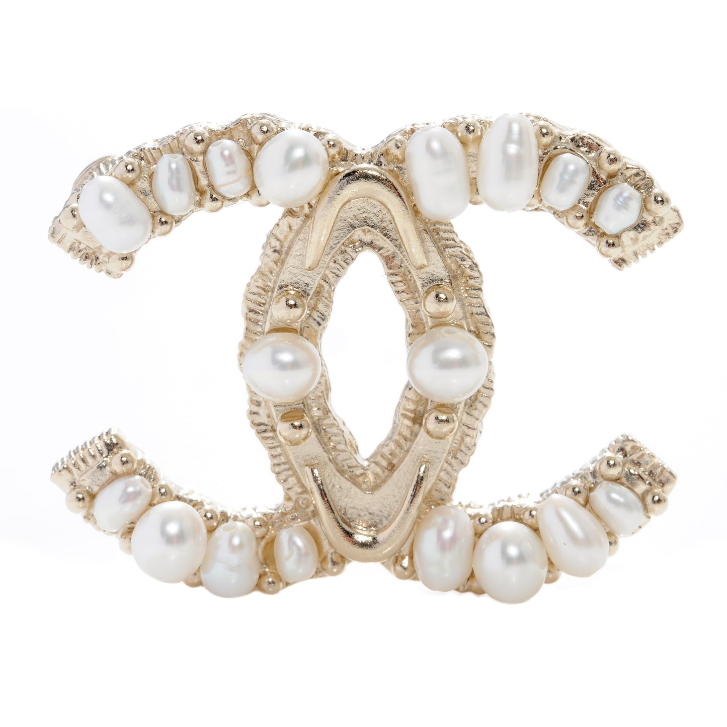 CC Pearl Brooch Pin Gold