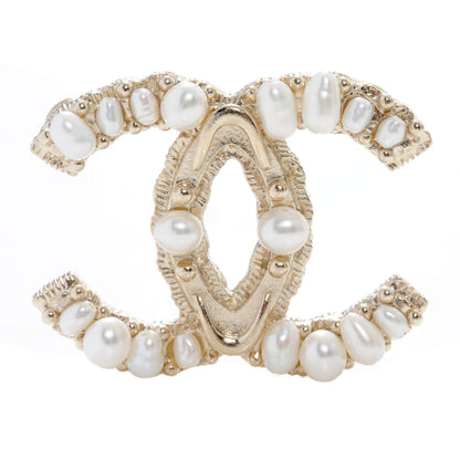 Chanel CC Pearl Brooch Pin Gold 1 of 7