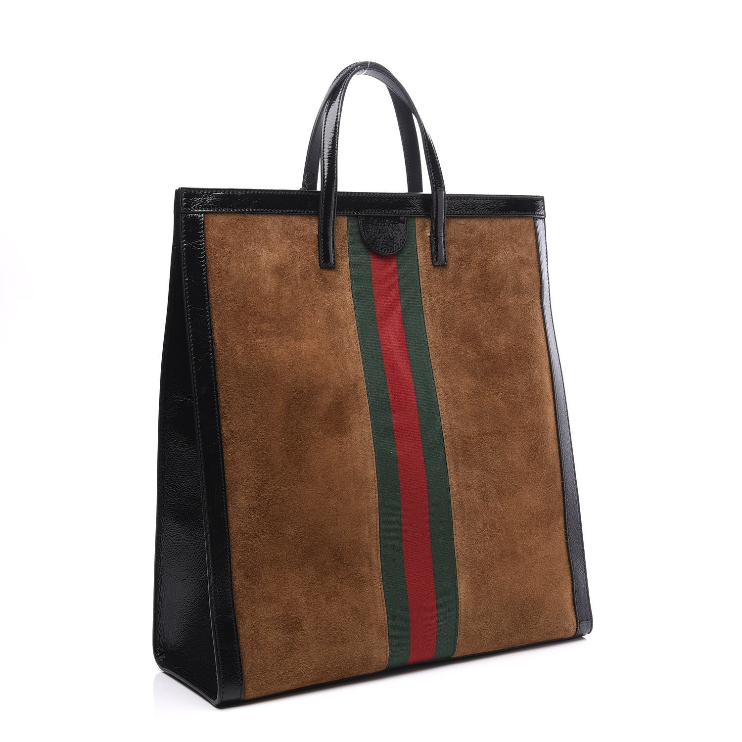 Gucci Suede Patent Web Ophidia Vertical Tote Nocciola Black 2 of 10